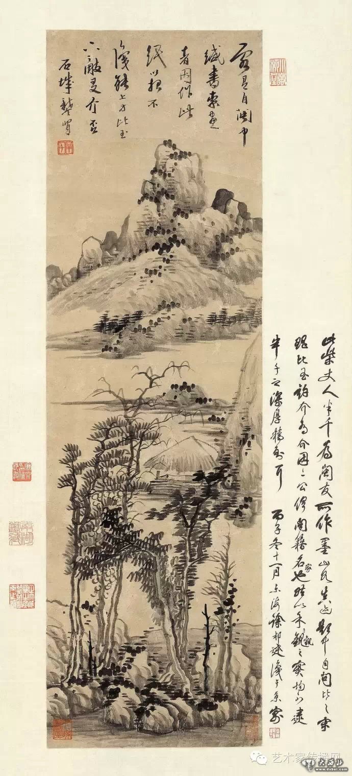 龚贤《松亭远山图》